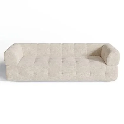 3-zits crèmekleurige chenille fluwelen bank 230cm