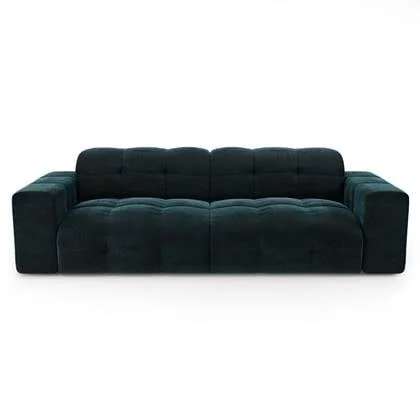 4-zits bank pauwblauw fluweel 230cm