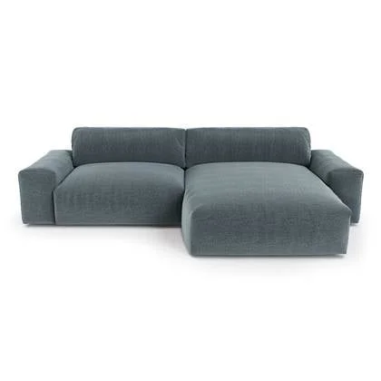 4-zits rechthoekige sofa in soft touch geweven stof blauw grijs 310cm