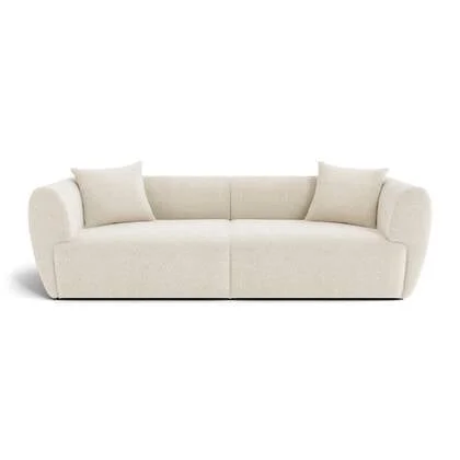 4-zitsbank in crèmekleurig structuurfluweel