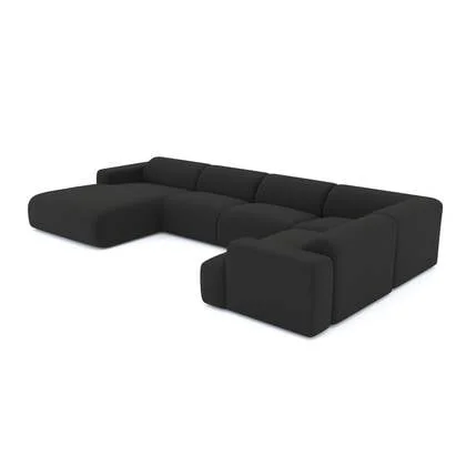 7-zits panoramabank linkerhoek donker antraciet bouclette