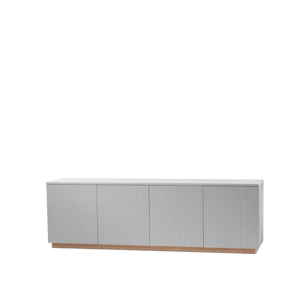 A2 Beam sideboard lichtgrijs, sokkel van witgeolied eikenhout