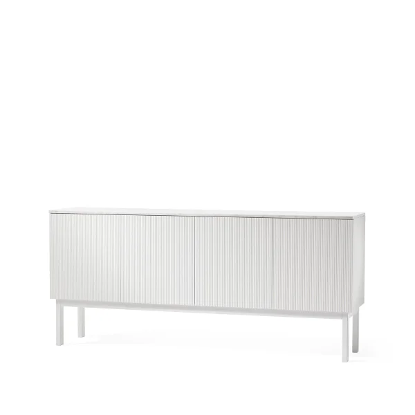 A2 Beam sideboard witte lak, wit onderstel, blad van carrara marmer