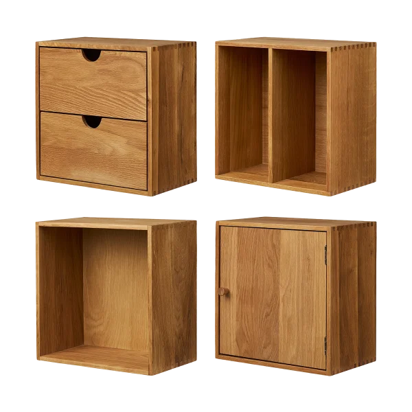 Abigail wandkasten naturel eiken - set van 4