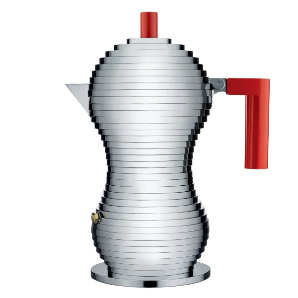 Alessi Pulcina espressomaker 6 koppen rood handvat