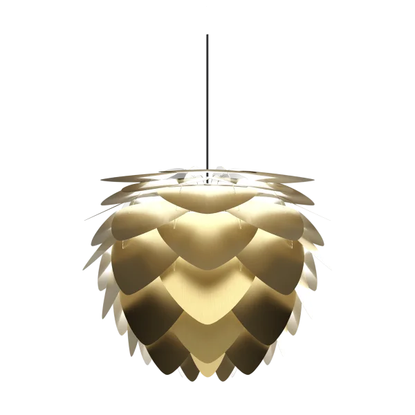 Aluvia Mini hanglamp brushed brass - met koordset zwart - Ø 40 cm