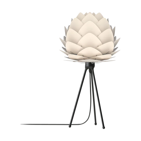 Aluvia Mini tafellamp pearl white - met tripod zwart - Ø 40 cm