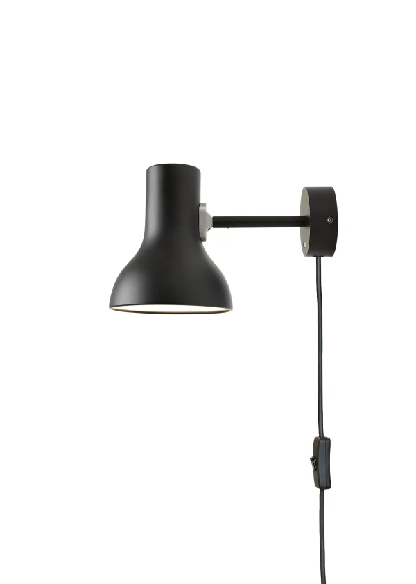 Anglepoise Type 75™ Mini Wandlamp - jet zwart - met kabel