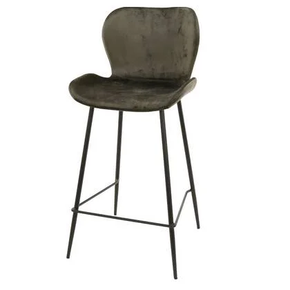 AnLi Style Barstoel ronde buis - Velours groen - set van 4