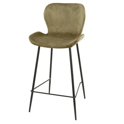 AnLi Style Barstoel velvet ronde buis - Velours champagne - set van 4