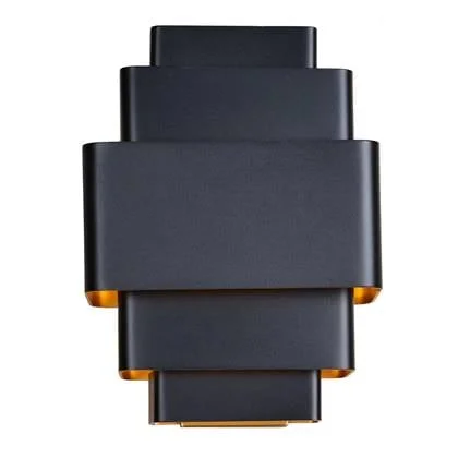 Artdelight Wandlamp Layers Zwart - Goud Up & Down 27.5 x 20cm excl. 3