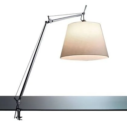 Artemide Tolomeo Mega klemlamp retrofit met schakelaar 42cm perkament