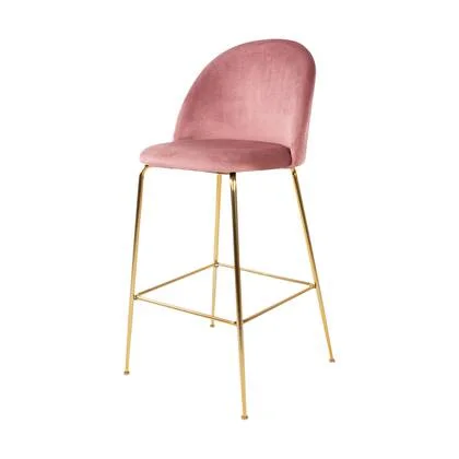 Artichok Aniek barkruk velvet roze - gouden onderstel - 77 cm