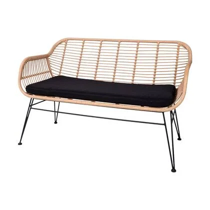 Artichok Madelein rotan tuinbank naturel - met zitkussen