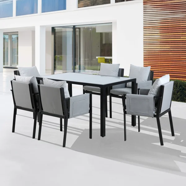 Artistiq Living Tuinset Charlett 6 stoelen + tafel - Grijs