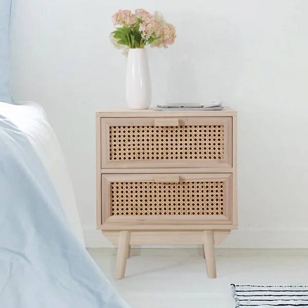 Artistiq Nachtkastje Hanny rotan / webbing - Bruin,Hout,Naturel