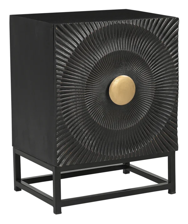 Artistiq Nachtkastje Shantae Mangohout, Met 1 deur - Zwart