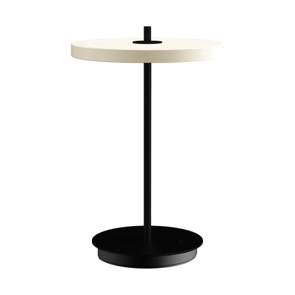 Asteria Move tafellamp pearl white met zwarte voet - Ø 20 x 31 cm