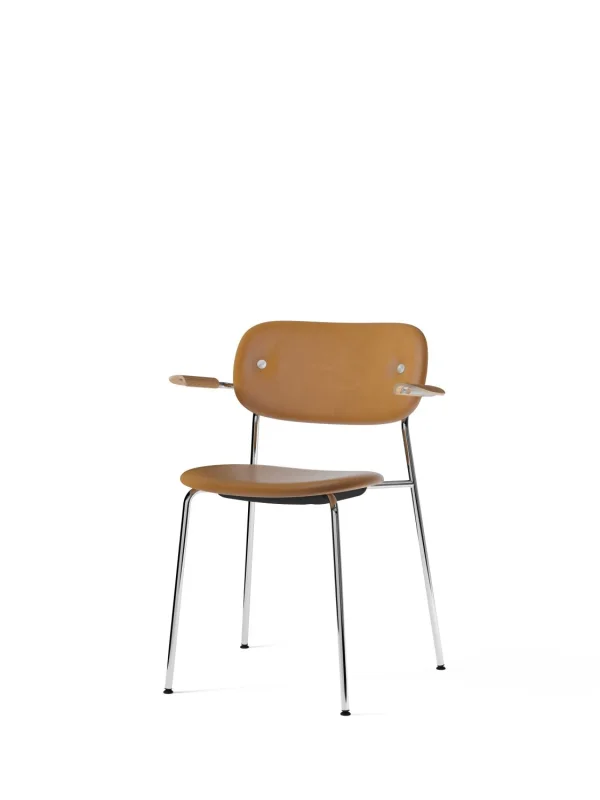 Audo Co Dining Chair met Armleuning - chroom - Dakar 0250 - Armleuning eiken natuur