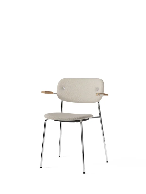 Audo Co Dining Chair met Armleuning - chroom - Doppiopanama 004 - Armleuning eiken natuur