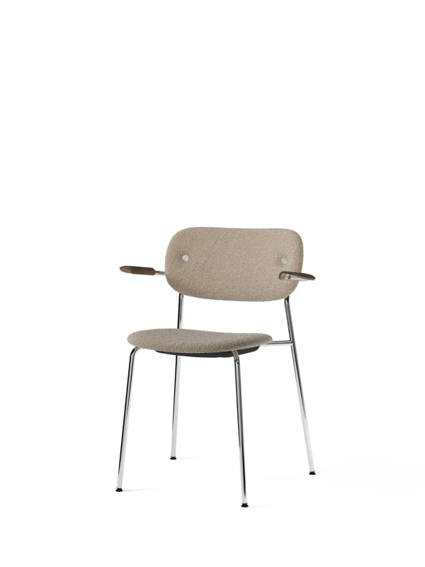 Audo Co Dining Chair met Armleuning - chroom - Lupo Sand - Armleuning einken donker gebeitst