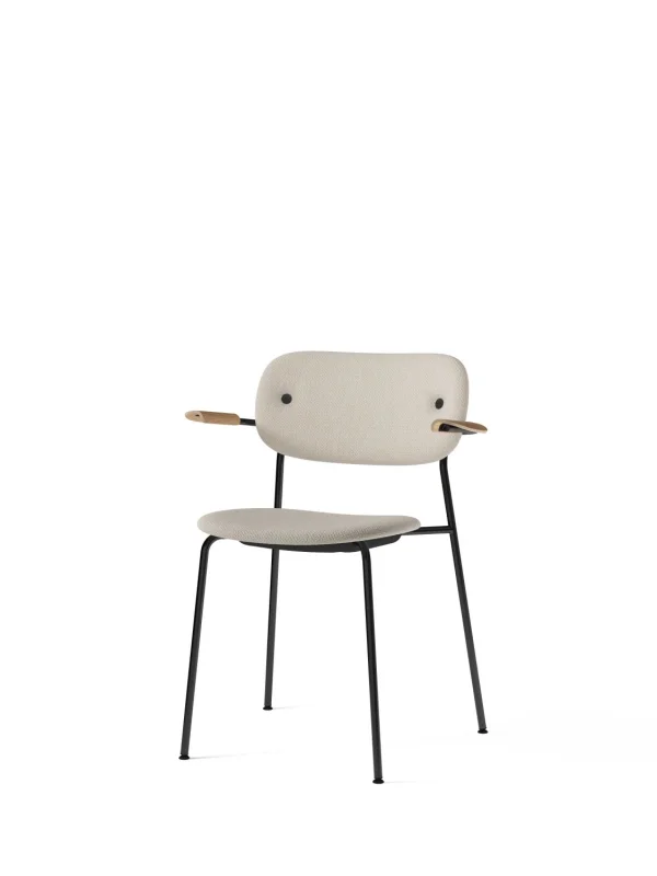 Audo Co Dining Chair met Armleuning - zwart - Doppiopanama 004 - Armleuning eiken natuur