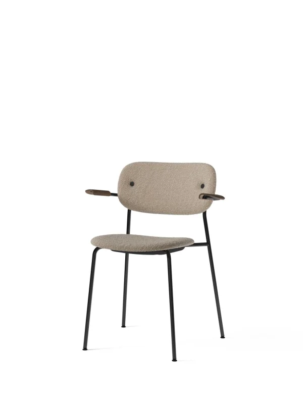 Audo Co Dining Chair met Armleuning - zwart - Lupo Sand - Armleuning einken donker gebeitst