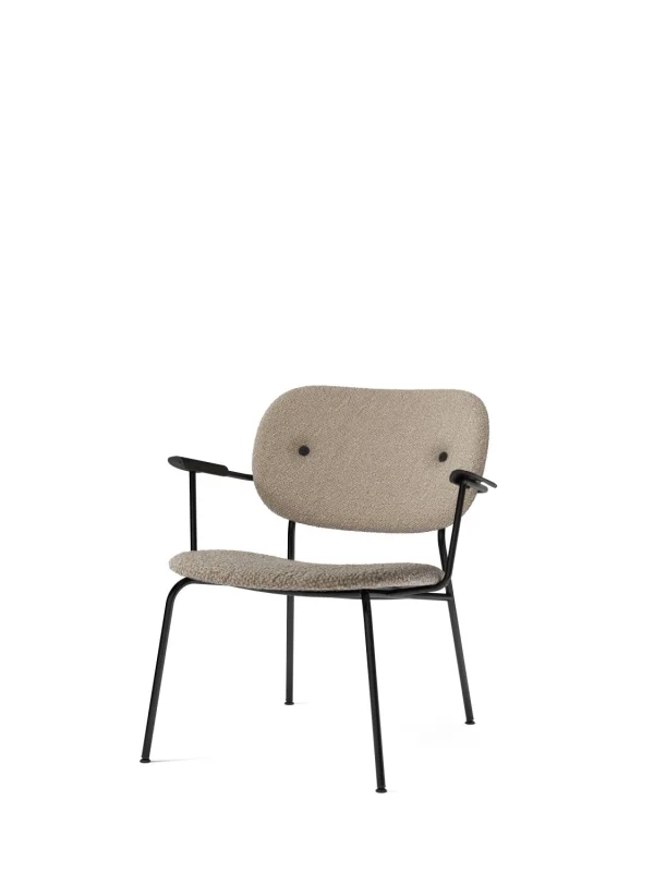 Audo Co Lounge Chair volledig gestoffeerd - Lupo Sand - Armleuning eiken zwart