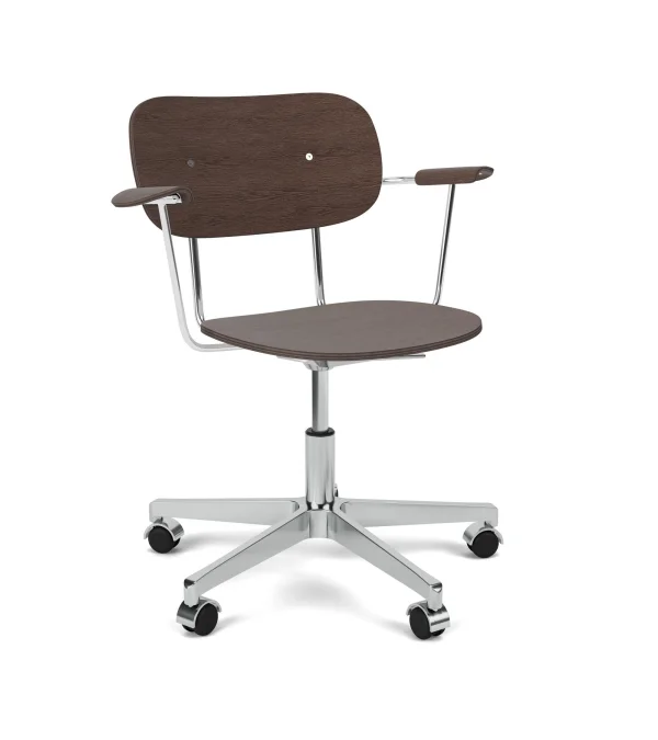 Audo Co Task Chair met armleuningen - aluminium hoogglans gepolijst - Dark Stained Oak / Dark Stained Oak