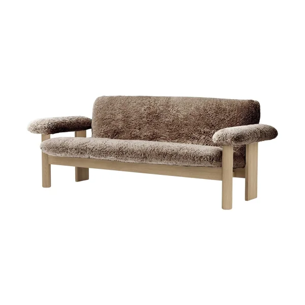 Audo Copenhagen Brasilia bank 2-zits Natural oak-Sahara sheepskin curly