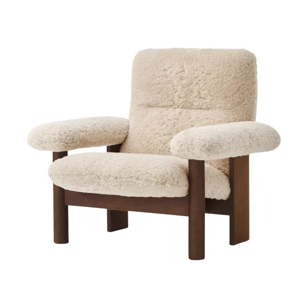 Audo Copenhagen Brasilia fauteuil Dark oak-Nature sheepskin curly