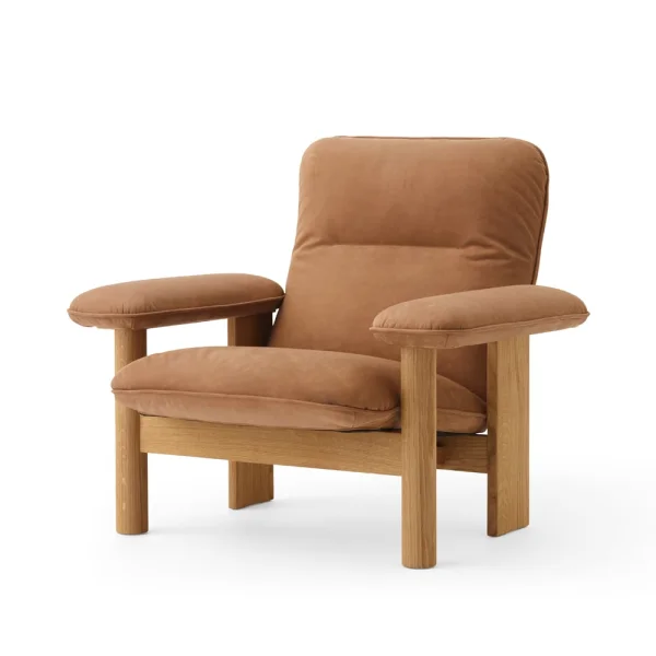 Audo Copenhagen Brasilia fauteuil Oiled oak-Dunes camel leather 21004