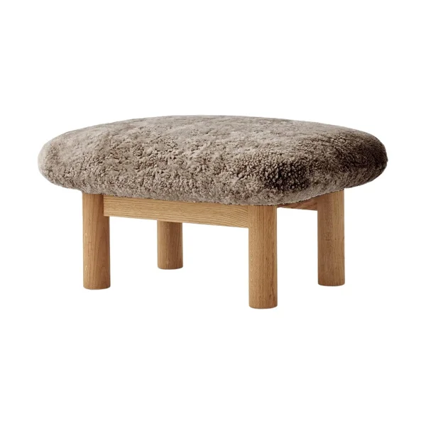 Audo Copenhagen Brasilia voetenbankje Natural oak-Sahara sheepskin curly