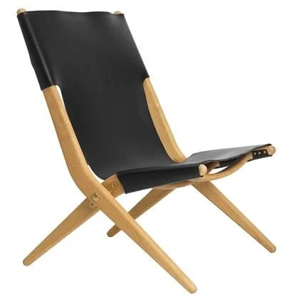 Audo Copenhagen Saxe fauteuil naturel eiken, zwart leder