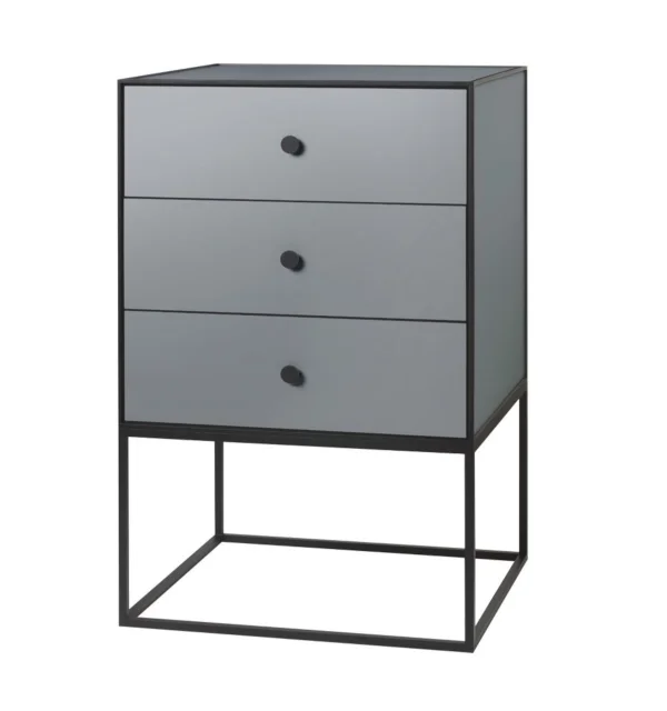 Audo Frame Sideboard - donkergrijs - met drie lades - 49 x 42 cm