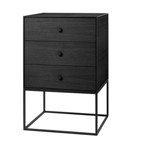 Audo Frame Sideboard - zwart essen - met drie lades - 49 x 42 cm