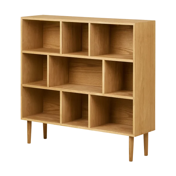 August eikenhouten boekenkast naturel - 112 x 105 cm