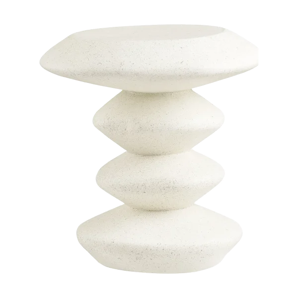 Aukje fiberclay bijzettafel wit -  Ø 36 x 46 cm