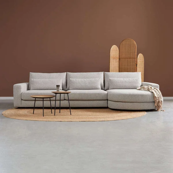 Bank Como - Grijs chaise longue rond rechts