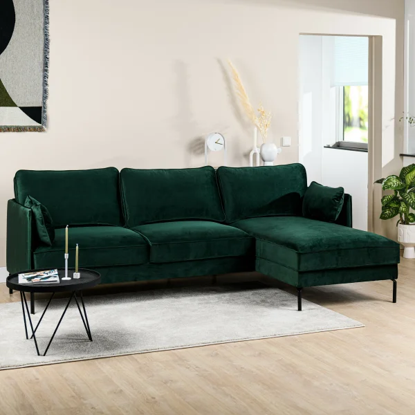 BASE 3-zits Loungebank Kimarni Velvet - Groen