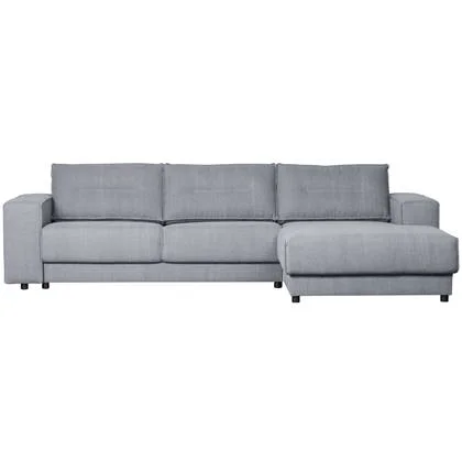 Basiclabel Chaise Longue Rechts - Katoen - Muisgrijs - 81x295x95|177