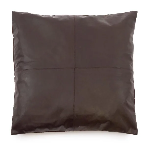 Bazar Bizar Four Panel Leather Kussenhoes - Chocola- 60x60