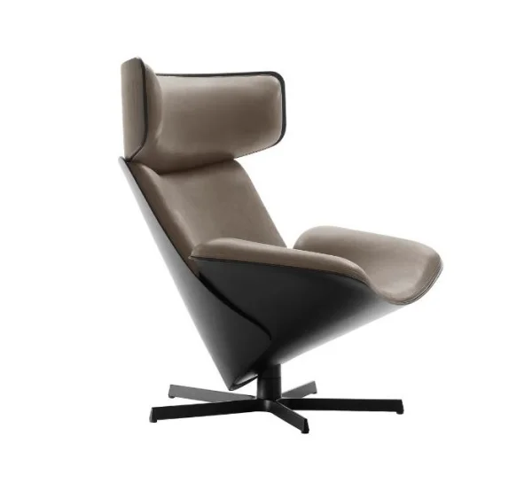 B&B Italia Almora Draaibare Fauteuil - Leder Gamma Ash Grey