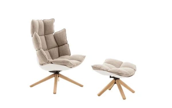 B&B Italia Husk Draaibare Fauteuil met voetensteun - Astro Rope