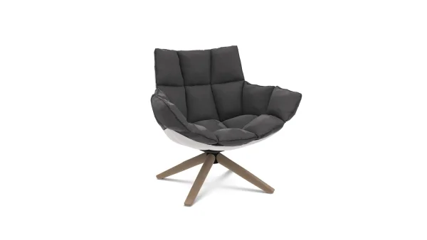 B&B Italia Husk Fauteuil klein - eiken licht geborsteld - Asolo antraciet