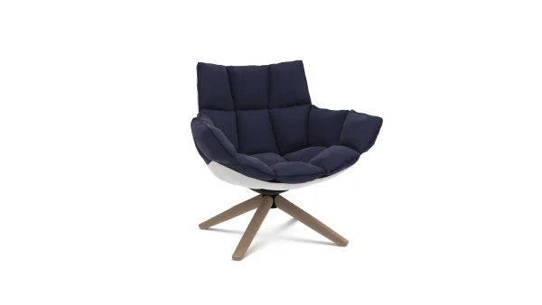 B&B Italia Husk Fauteuil klein - eiken licht geborsteld - Asolo Bluette