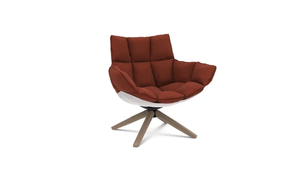 B&B Italia Husk Fauteuil klein - eiken licht geborsteld - Asolo Orange