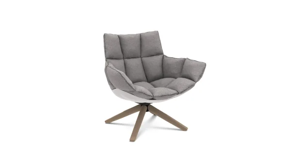 B&B Italia Husk Fauteuil klein - eiken licht geborsteld - Edit Pearl Grey