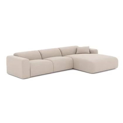 Beige geweven stof brede rechter hoekbank 280cm