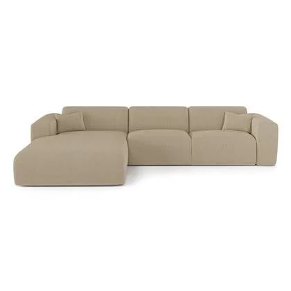 Beige ribfluwelen bank 140cm dunlopillo linker hoekbank